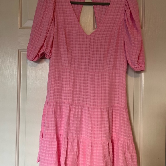 French Connection Pink Mini Dress with Puff Sleeves | Size 8 - Picture 6 of 11